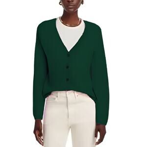 C by Bloomingdale's 100% Cashmere Knit Buttoned Cardigan Sweater Dark Green Sz S